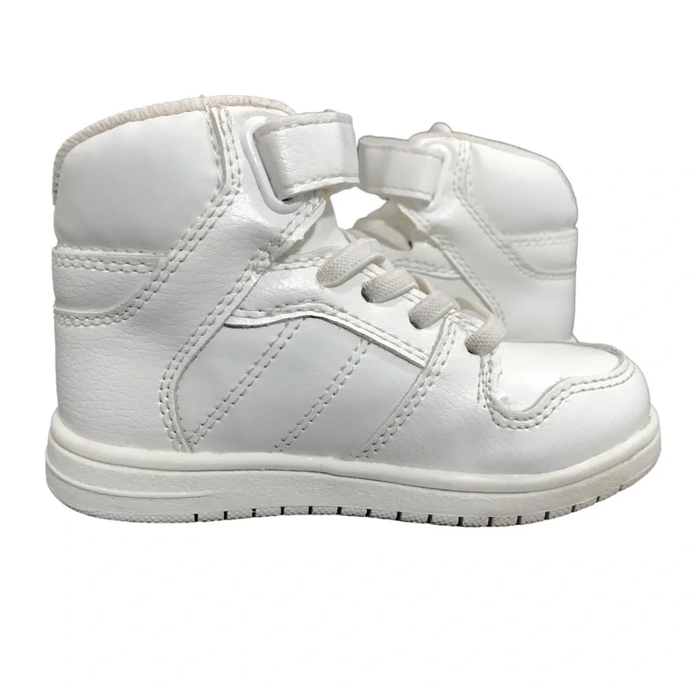 The Children’s Place White High Top Hook and Loop Lace Up Sneakers EUC